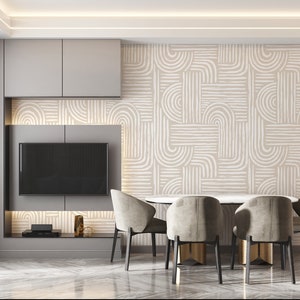 Modern Abstract Shape Wallpaper, Customizable Pastel Colors Boho Easy