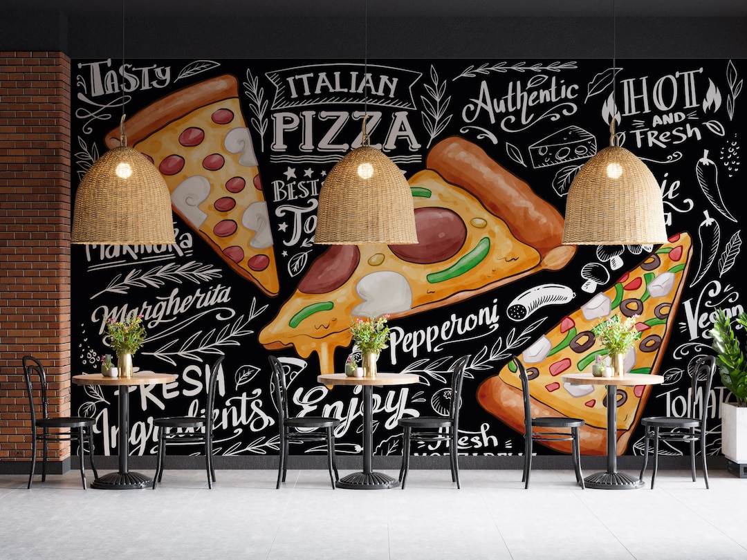 Buy Pizza Restaurant Wallpaper, Pizza Fast Food Pattern Peel and Stick  Wallpaper Removable Wall Prints, Customizable Fast Food Cafe Mural Online  in