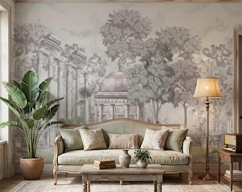 Vintage Greek Ruins Wall Mural Classic Landscape Wallpaper Peel and Stick Antique Home Decor