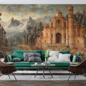 Gothic Sophisticated Vintage Look Accent wall painting | Ancient Relief Church painting, Historical Murals | Forest Landscape Wall Mural