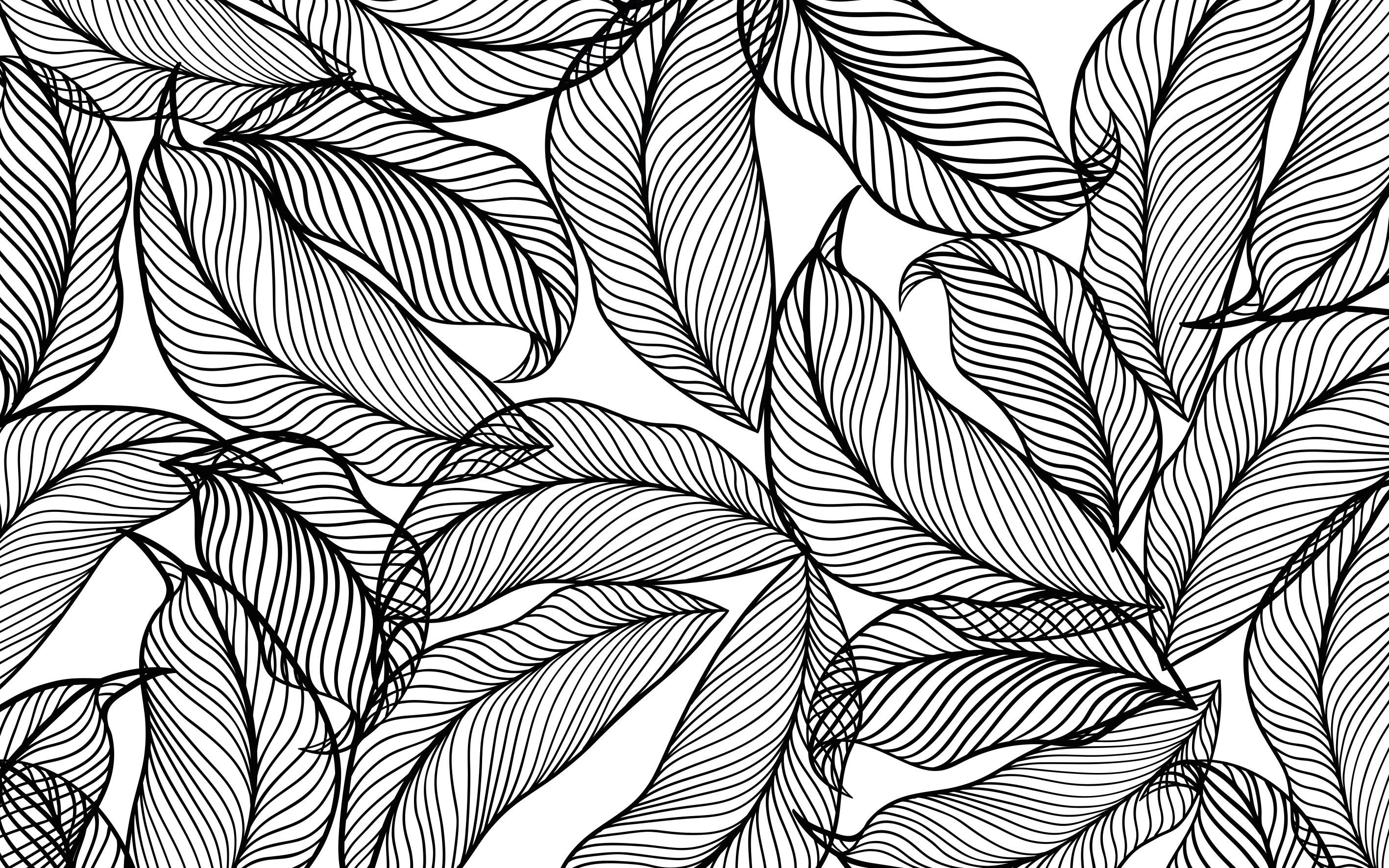 Black and White Tropical Leaves Wallpaper Easy Removable Etsy