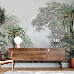 Tropical Wallpaper, Amazon Forest Mural, Tropical Forest Landscape Peel And Stick Paper, Tropical Palm Trees Wall Mural, Jungle Wall Mural