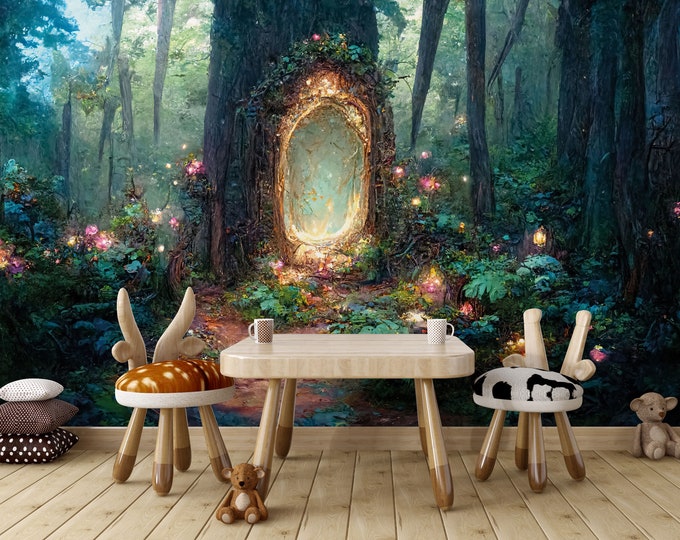Magical Fairy Wall Mural - Whimsical Forest Fairy Wallpaper Nursery ...
