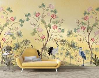 Yellow Chinoiserie Wallpaper - Etsy UK