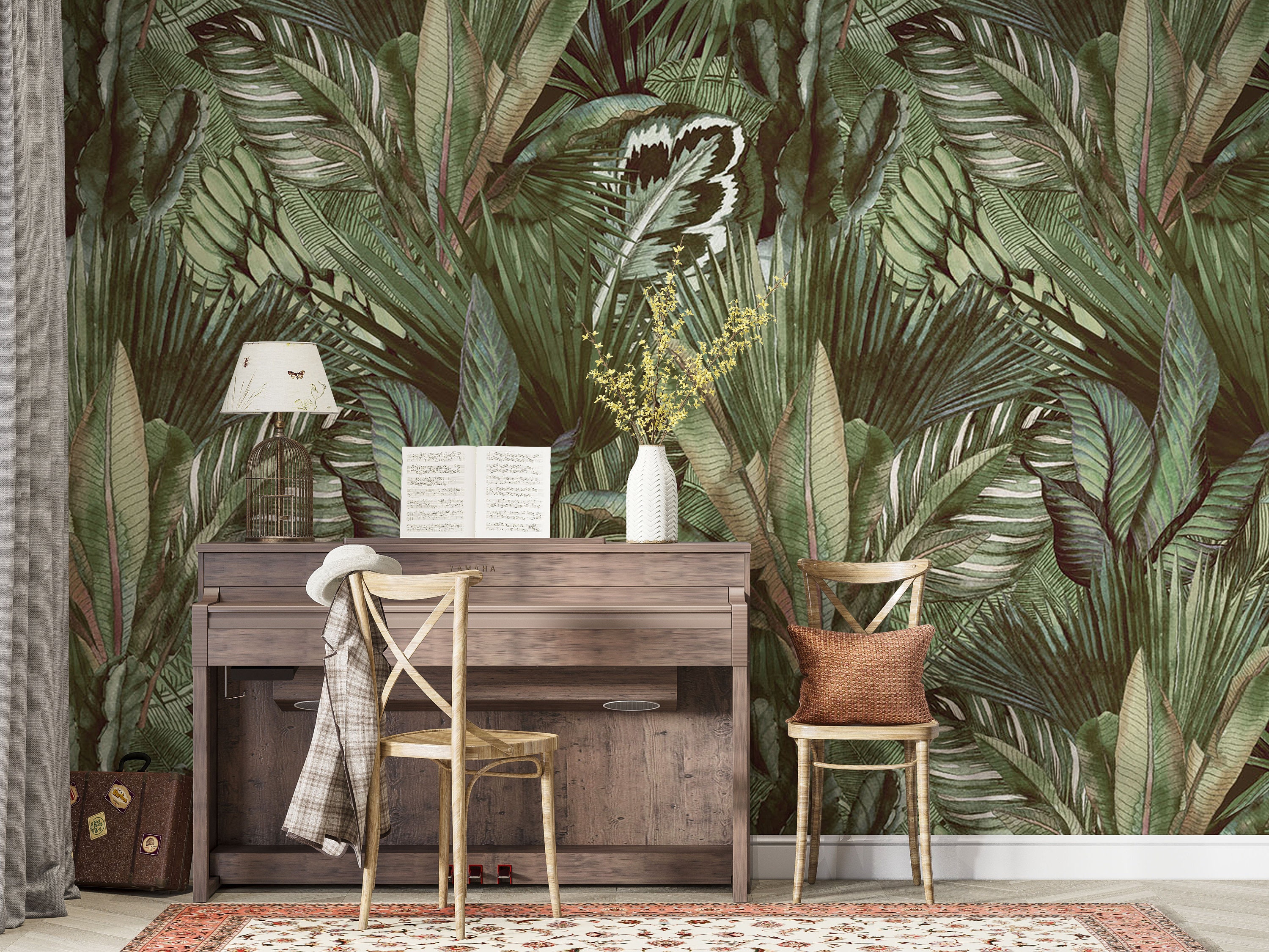 Botanical Wallpaper Watercolor Design Tropical Removable - Etsy