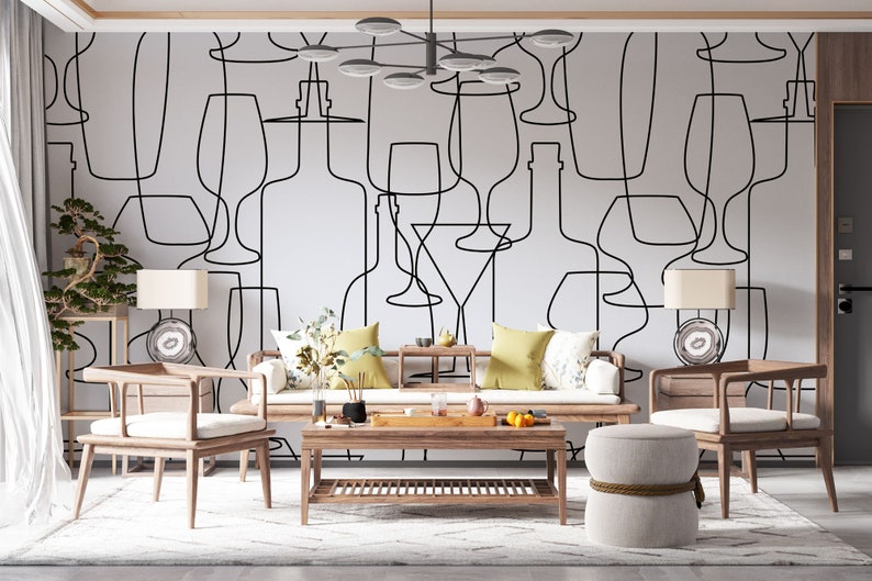 Geometric Wallpaper Pattern Wallpaper Removable Wallpaper Black and