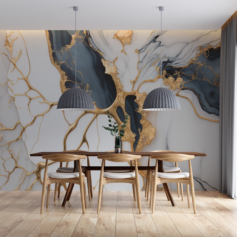 Luxury Marble Pattern Gold Look Wallpaper, Self Adhesive Peel and Stick