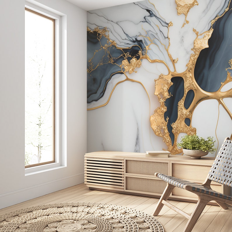 Luxury Marble Pattern Gold Look Wallpaper, Self Adhesive Peel and Stick