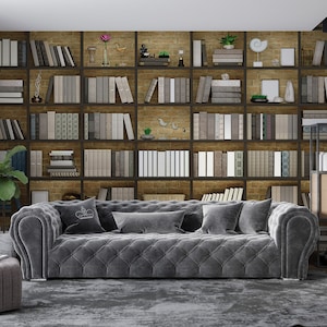 Alla ricerca di carta da parati con sfondo biblioteca per sala studio, carta da parati murale staccabile e adesiva per ufficio con design biblioteca, carta da parati decorativa per sala studio