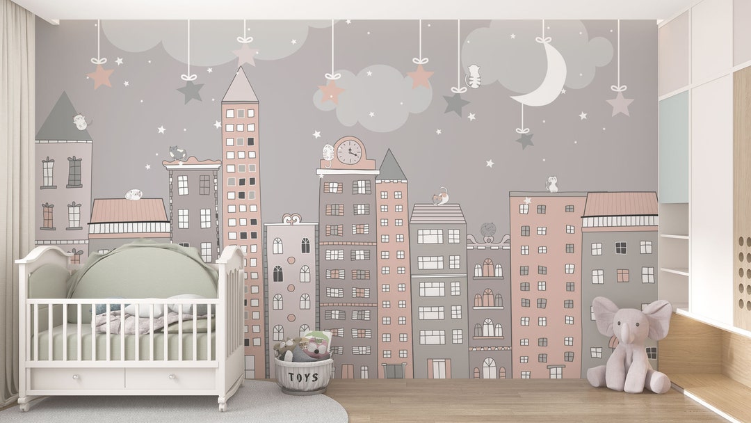 Customizable Kids Room Wallpapers, Pastel Colors Child Wallpaper, Sky