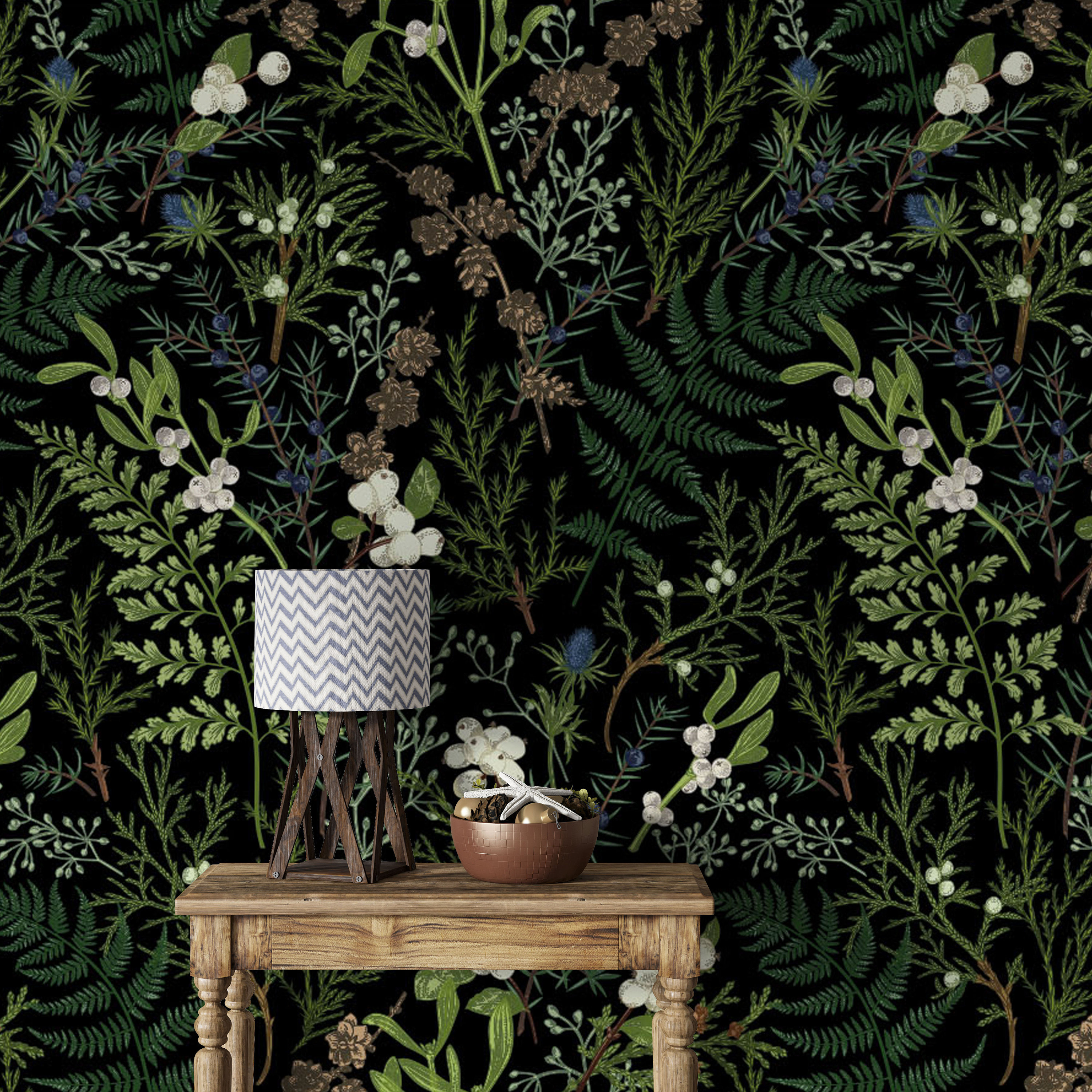 Vintage Dark Botanical Wallpaper Removable Self Adhesive Etsy