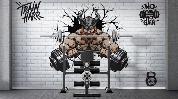 Gym Center Wallpaper, Body Building Gym Wall Mural, Fitness