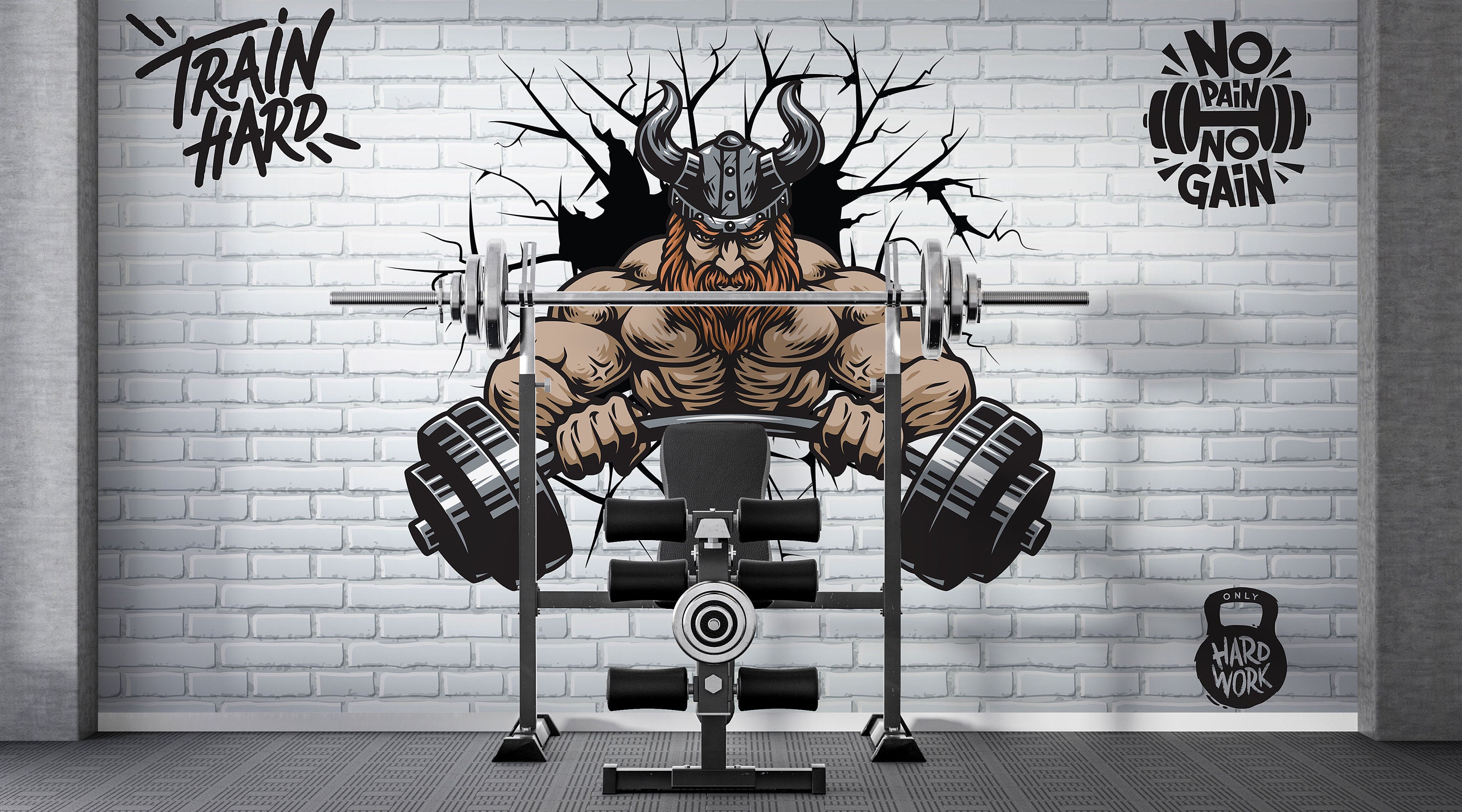 Viking Gym Center Wallpaper Body Building Gym Wall Deor - Etsy Viking Gym Center Wallpaper Body Building Gym Wall Deor - Etsy