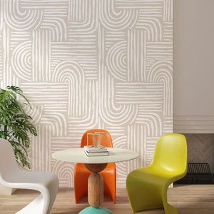Modern Abstract Shape Wallpaper, Customizable Pastel Colors Boho Easy