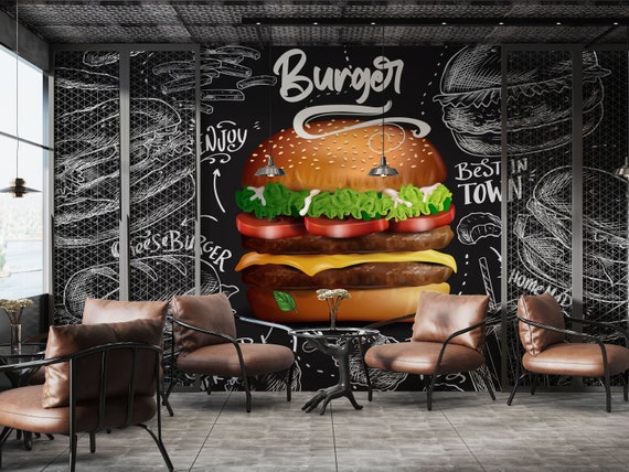 Customizable Fast Food Restaurant Wallpaper Culinary Peel and - Etsy Customizable Fast Food Restaurant Wallpaper Culinary Peel and - Etsy