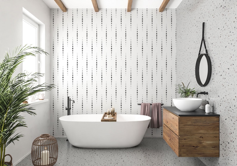 Geometric Wallpaper Pattern Wallpaper Removable Wallpaper Black and