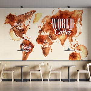 Carta da parati per caffetteria, murale rimovibile per caffetteria, murale per caffetteria, poster per caffetteria, carte da parati staccabili e attaccabili per ristoranti