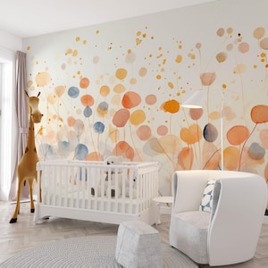 Carta da parati autoadesiva Boho Colors per cameretta dei bambini, effetto acquerello, staccabile e attaccabile. Carta da parati Boho Colors per soggiorno.