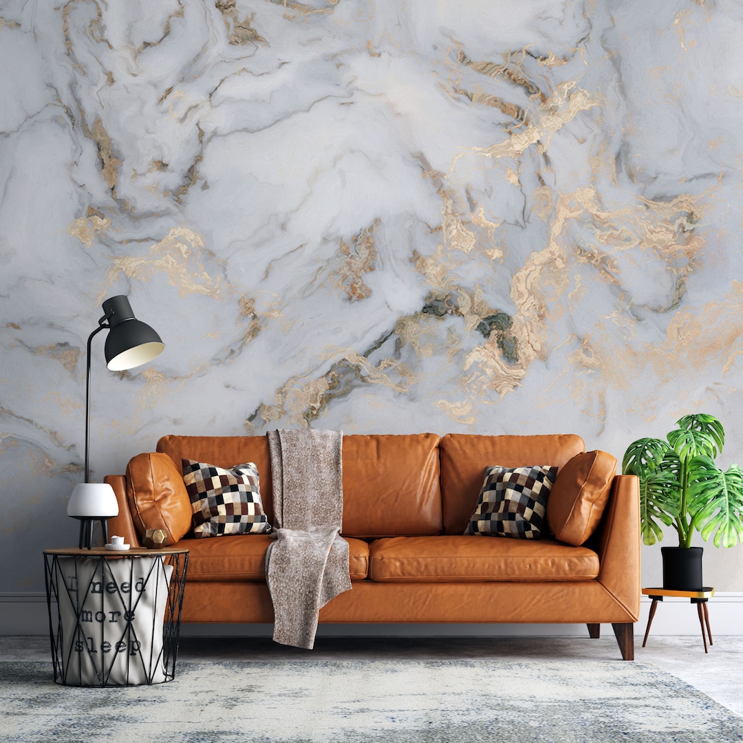 Marble Look Wallpaper, Marble Pattern Gold Look Abstract Wallpaper