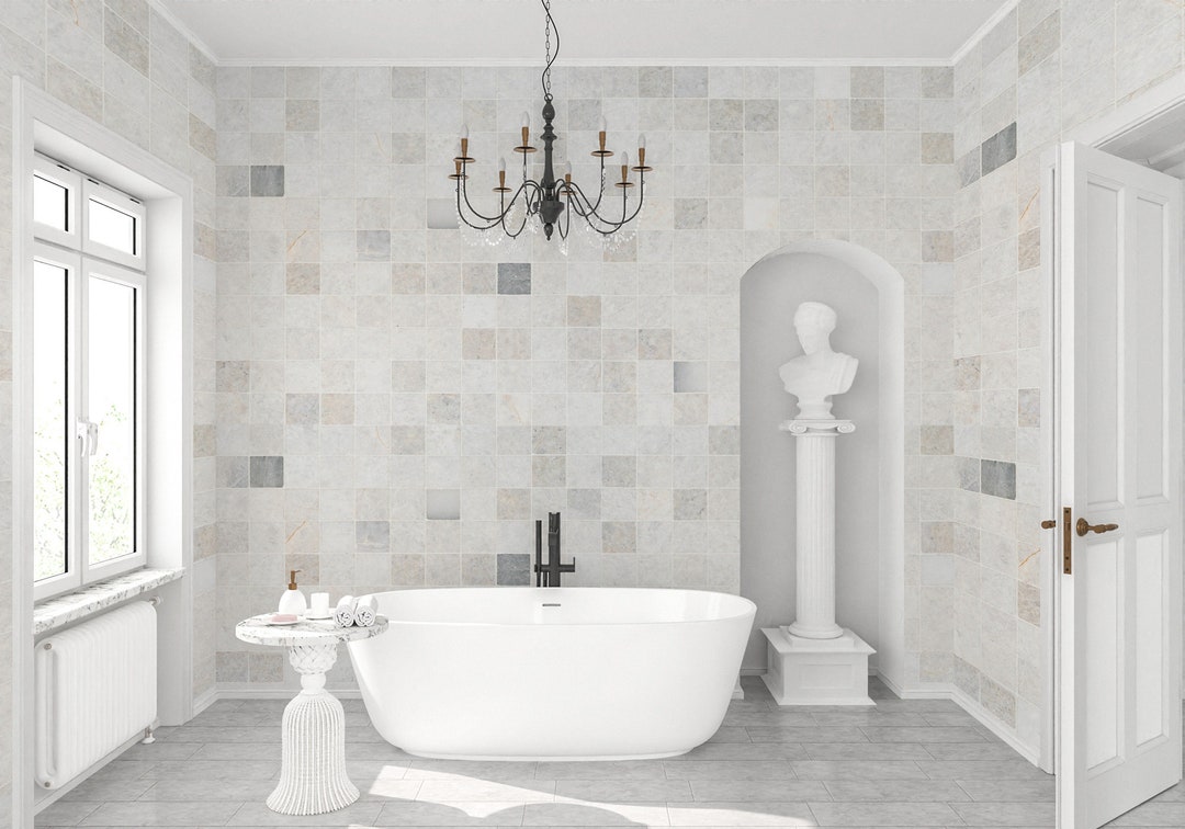 Luxury Bathroom Wall Design, Tile Design Wallpaper, Self Adhesive Peel ...