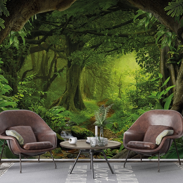 Wallpaper Mural Forest - Etsy