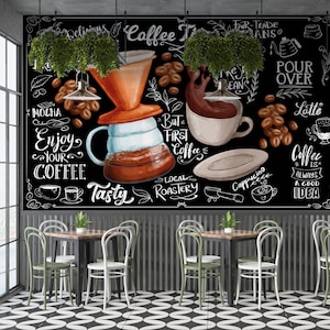 Carta da parati Cafe Shop, murale da parete Cafe Shop Peel and Stick, carta da parati Coffee Shop, poster da parete autoadesivo Cafe, murale da parete Cafe Coffee Shop