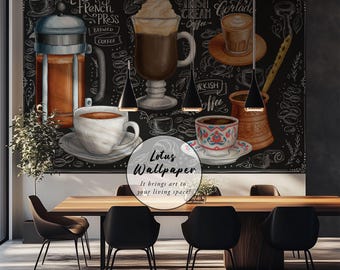 Papel pintado autoadhesivo para cafeterías / Mural de pared tipo pizarra para cocina, decoración de estaciones de café