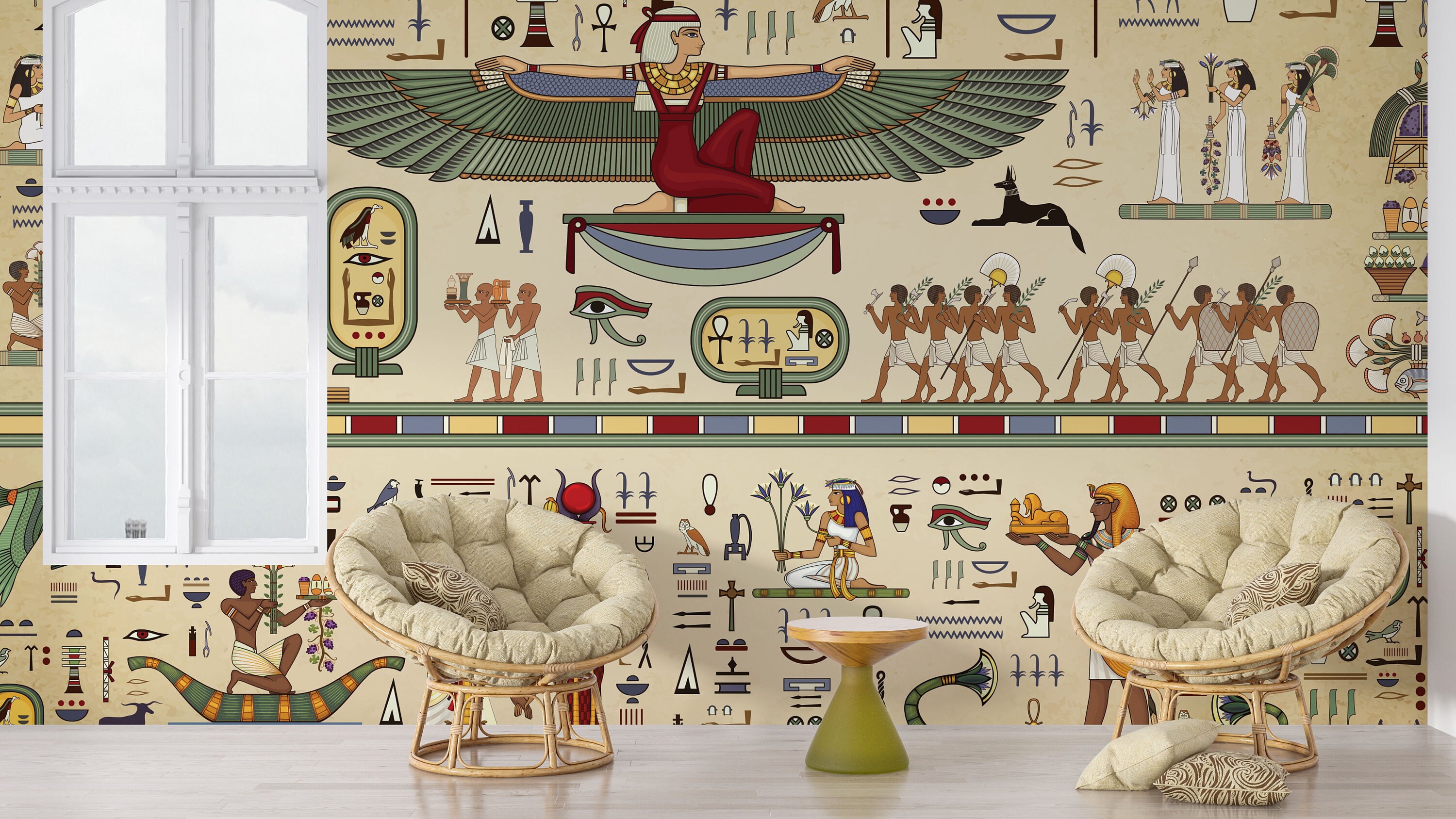 Ancient Egypt Mythology Wallpaper | Egyptian Historical Wall Frescoes ...