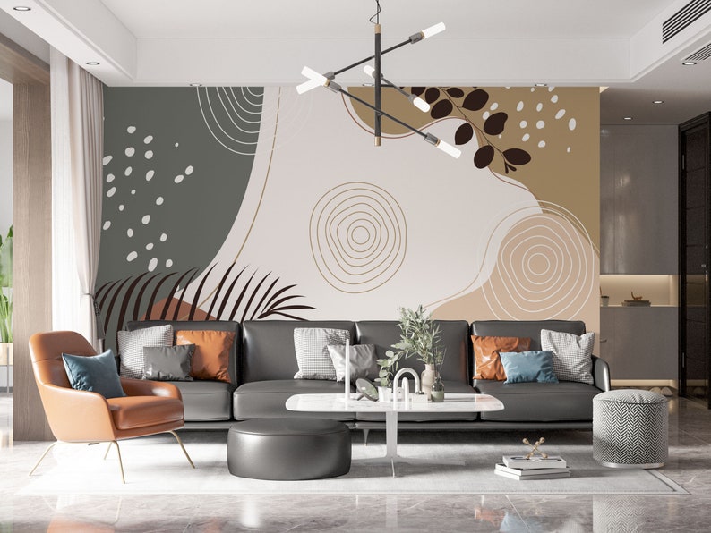 Customizable Abstract Wallpaper Pastel Colors Boho Peel N - Etsy