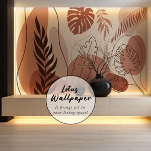 Boho Wallpaper Abstrakte Tapete, Terrakotta Organische Formen Wandbild (Schälen und Aufkleben)