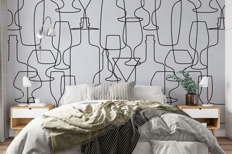 Geometric Wallpaper Pattern Wallpaper Removable Wallpaper Black and