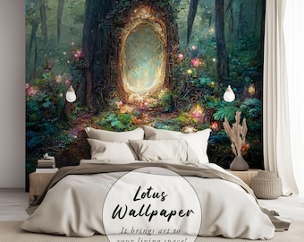 Enchanted Forest Wall Mural | Magical Portal Woods Peel and Stick Wallpaper