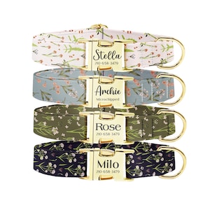 Personalized Wildflower Dog Collar: Custom Laser-Engraved Floral Pet Collar
