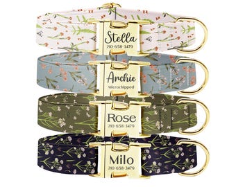 Personalized Wildflower Dog Collar: Custom Laser-Engraved Floral Pet Collar