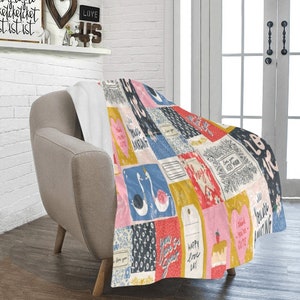 Wunderliche Liebe Patchwork Sherpa Decke, gemütliche Affirmation Überwurf