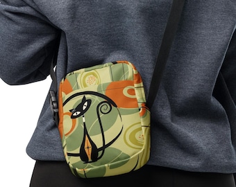 Borsa a tracolla Atomic Cat, borsa a tracolla retrò in stile Mid-Century Modern da donna