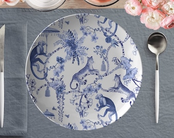222 Fifth ADELAIDE Square Blue 8.5 Adelaide Blue 222 Fifth Toile China Plate. Birds flowers french (set of 4) display picture 1
