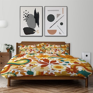 70s Groovy Hippie Retro Comforters, Mid Century Modern Bedding, 70s Style Retro King, Queen, Twin, Dorm Room Twin XL Comforter Blanket Gifts