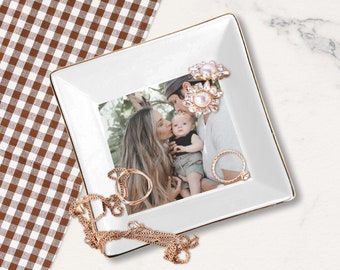 Custom Photo Jewelry Dish, Mother's Day Keepsake Tray, Personalized Family Gift, Elegant Memory Jewelry Holder