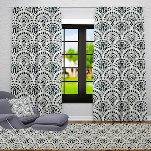 Blackout Or Sheer Window Curtains In Bohemian Damask, Custom Designed Window Panel Drapes for Livingroom Bedroom Dining Room, Wedding Gifts