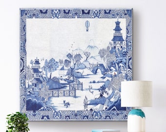 Blue Willow Chinoiserie Canvas Wall Art