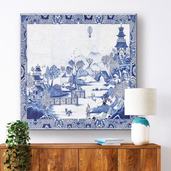 Blue Willow Chinoiserie Canvas Wall Art