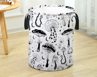 Mushroom Laundry Basket: Cottagecore Hippie Floral Storage (Machine Washable)