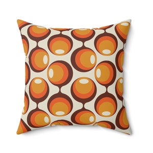 Mid Century Modern Geometrisch Groovy Kugeln Kissen mit Einsatz, Retro 70s Beige, Orange, Braun Kissen, MCM Akzent Kissen, Hippie Geschenke