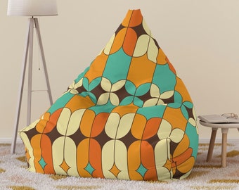 Mid Century Modern Geometric Bean Bag Chair Cover, Retro Bean Bag Cover for Teens and Adults, MCM Dorm Room Decor, Game Room, Lounge Room