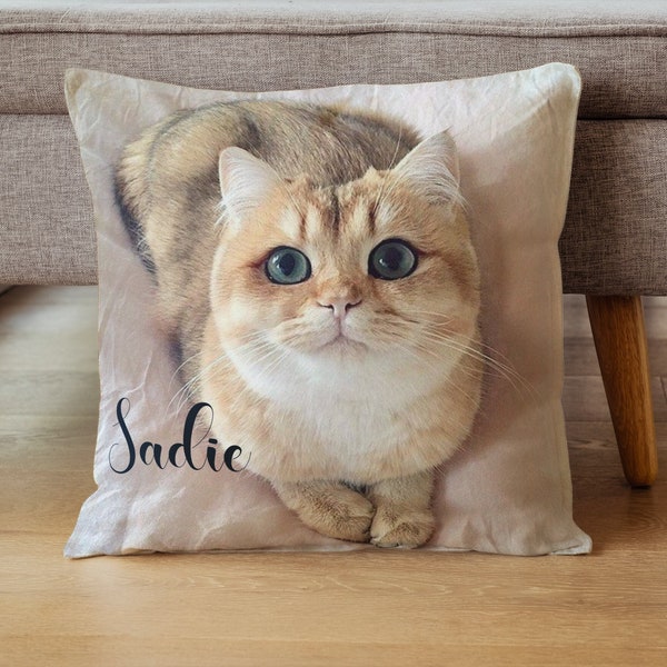 Custom Pet Cat Photo Pillow, Personalize with Pet Picture + Name, Dog Cat Pillow, Pet Picture Pillowcases, Custom Cat Dog Photo Pillows