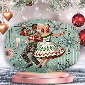 Plat de service de Noël rétro : vaisselle kitsch des fêtes des années 50