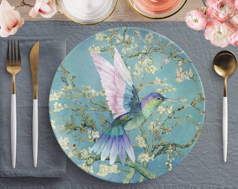 Hummingbird in Almond Blossoms Dinnerware, Floral Dinner Plates ...