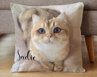 Custom Pet Cat Photo Pillow, Personalize with Pet Picture + Name, Dog Cat Pillow, Pet Picture Pillowcases, Custom Cat Dog Photo Pillows