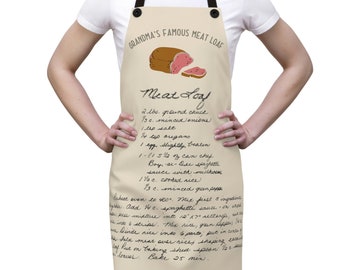Regalo personalizado para el Día de la Madre para mamá o abuela, delantal con receta escrita a mano, recuerdo con tarjeta de receta, transferencia de receta de reliquia familiar en delantal